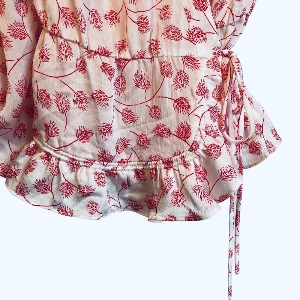Anthropologie Blush Floral Wrap Blouse - Picture 4 of 9